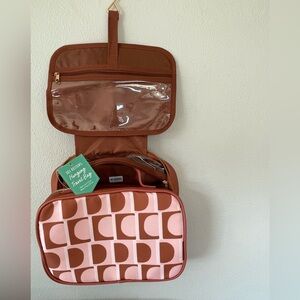Brown and Pink Patterned  Hanging Travel / Organizer Bag